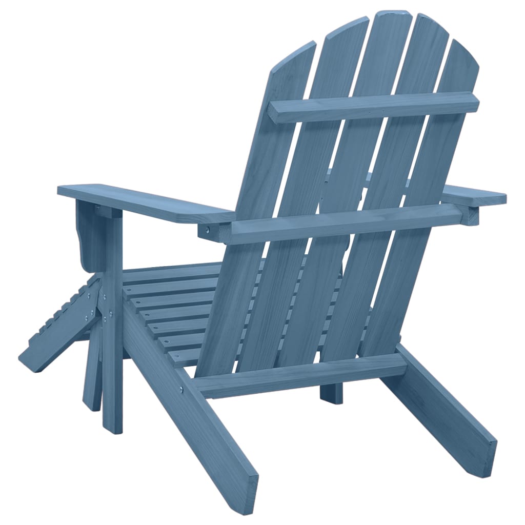 Vidaxl Adirondack Garden Chair with Footrest, Fir Wood, Blue