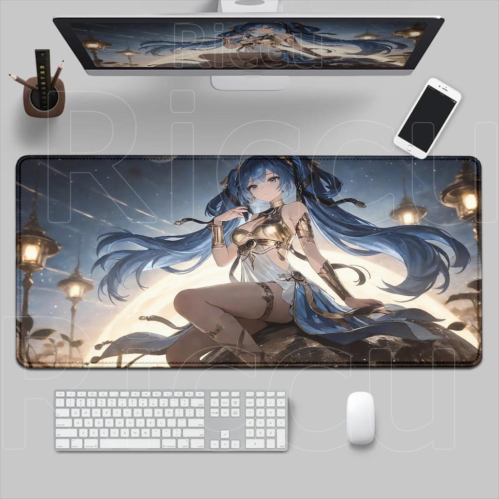 New HD Role Kawaii Luno Wuthering Waves Mouse Pad Gamer Mousepad Accessories Keyboard Mat Gaming Laptop Anime Blue Girl Desk Mat