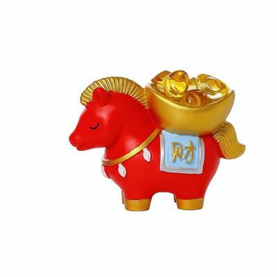 Creative Horse Figurine Cute New Year Mascot Fortune Zodiac Horse Resin Can Have Change Luck Lucky Bag Ingot Gift Giving