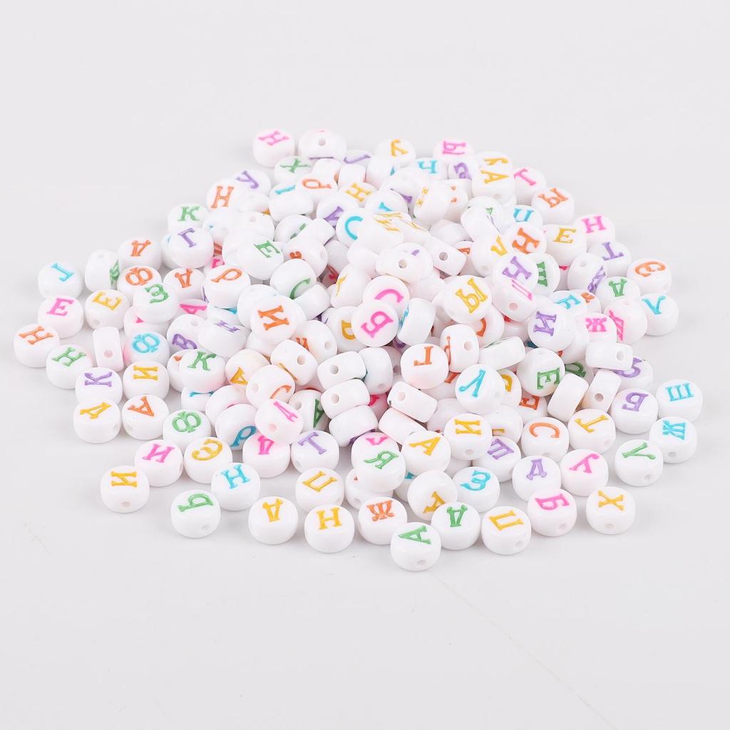 100 ks smíšených ruských písmen akrylových čtvercových plochých korálků pro výrobu šperků z náramků a náhrdelníků