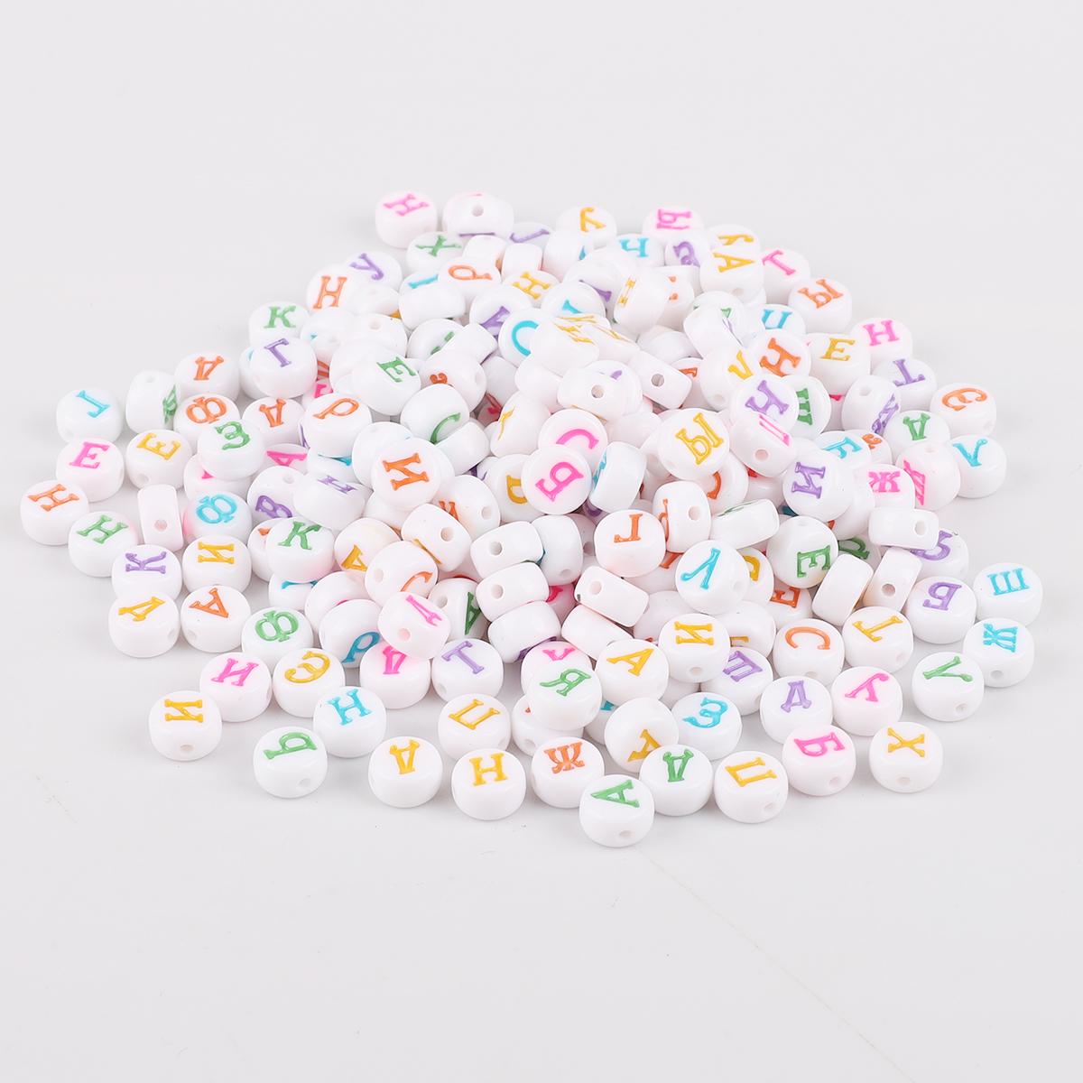 

100 шт смешанные русские буквы акриловые квадратные плоские бусины для изготовления браслетов и ожерелий своими руками 4x7mm белый