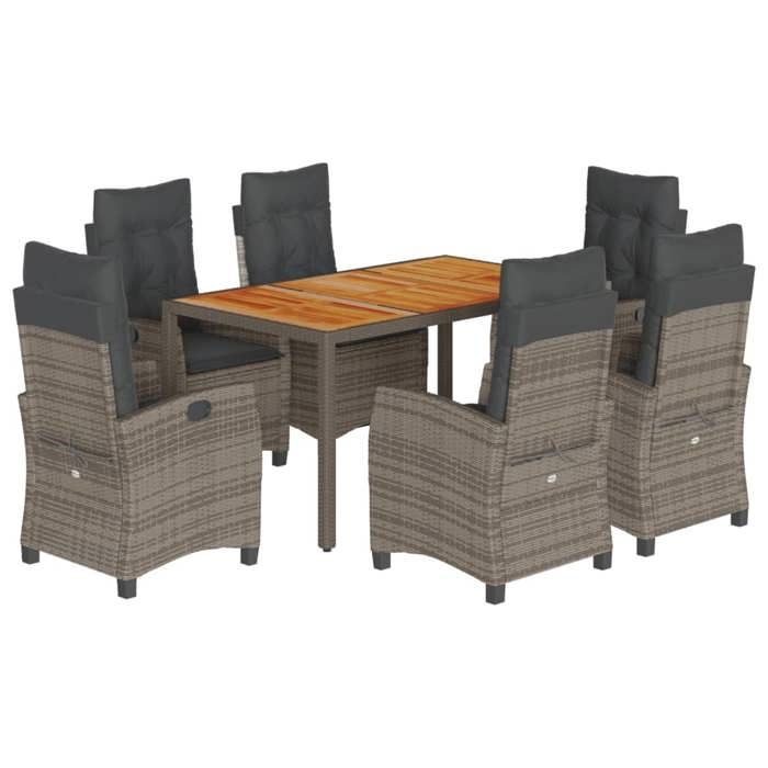 VidaXL Ensemble à Manger de Jardin avec Coussins 7 pcs, Table et Chaises avec Dossier Réglable, Meubles d'Extérieur, 3212676