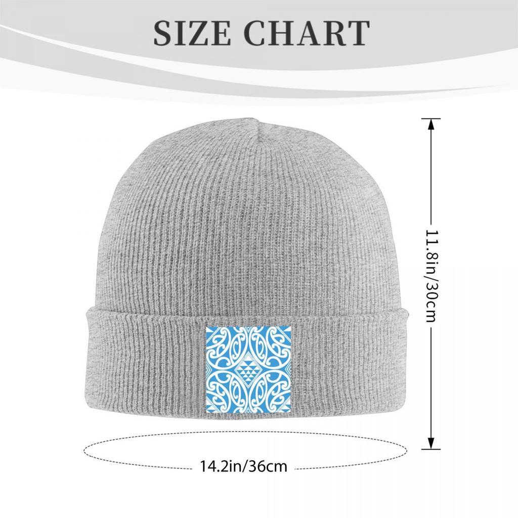 Arai  Light Blue Maori Pattern Warm Knitted Cap Winter Knit Bonnet Hat Skullies Beanies Hip Hop Caps for Unisex