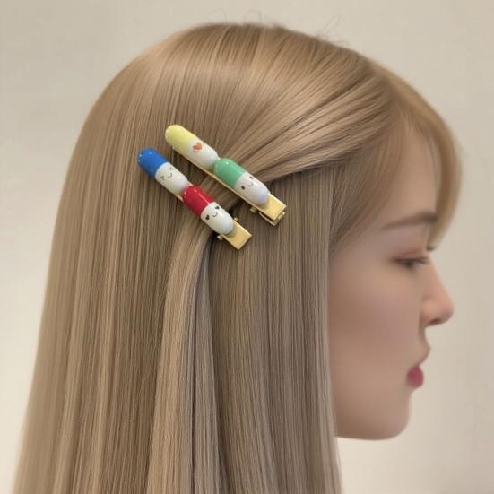 Sponka do vlasů Kreslený styl Šťastná pilulka Vlasová sponka Plastová Nevybledlá Sponka do vlasů Pokrývka hlavy Nástroj pro úpravu vlasů Vlasový doplněk