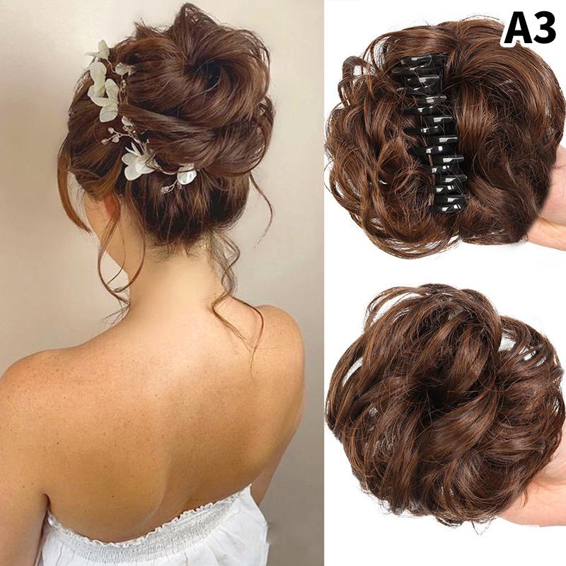 Extensions de cheveux synthétiques en chignon bouclé et désordonné, queue de cheval, pince de préhension, chouchou, élastique, épingle à cheveux pour femmes, outils de coiffure