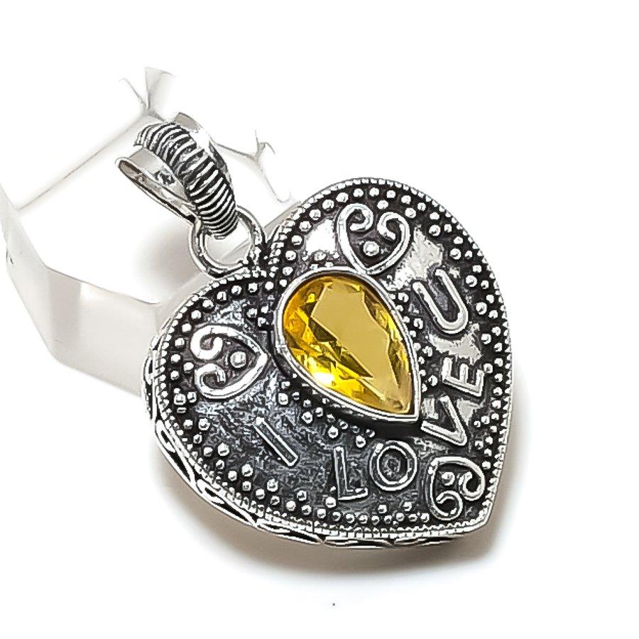 Natural Citrine Gemstone Handmade 925 Sterling Silver Jewelry Pendant 1.46 ETC-13938