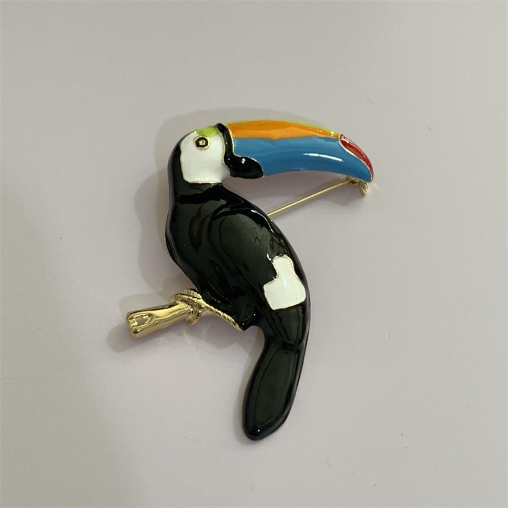 Oil-drip Design Parrot Earrings Adjustable Animal Lapel Pin Unisex Jewelry Scarf Accessories