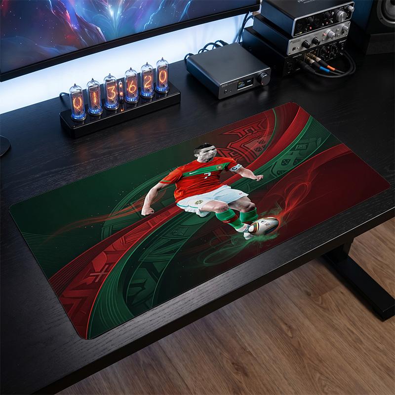 Cristiano Ronaldo Wappen Mauspads, Erweitertes rutschfestes Gummi Schreibtischmatte für Gaming Büro Laptop Fan Geschenk
