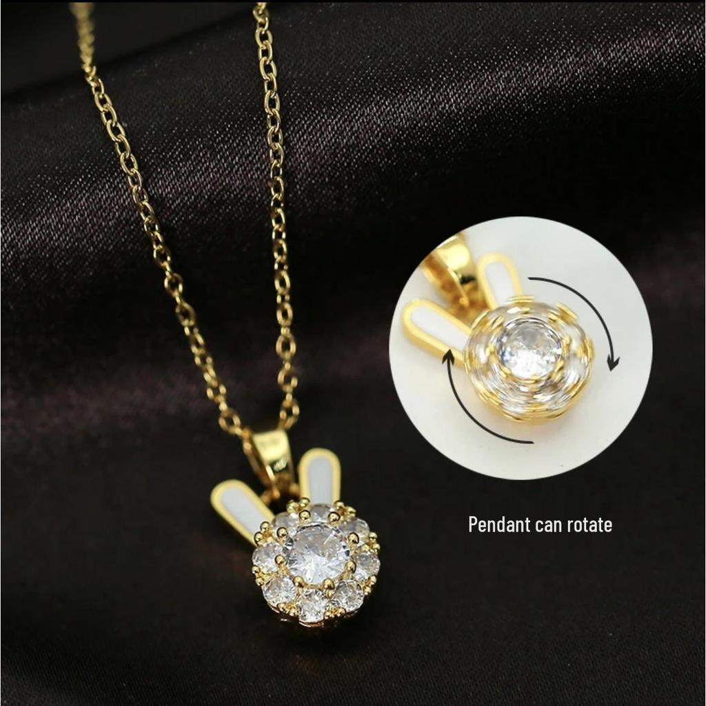 Women's Rotating Rabbit Necklace - Good Luck Titanium Steel, No-Fade, Light Luxury Jewelry.