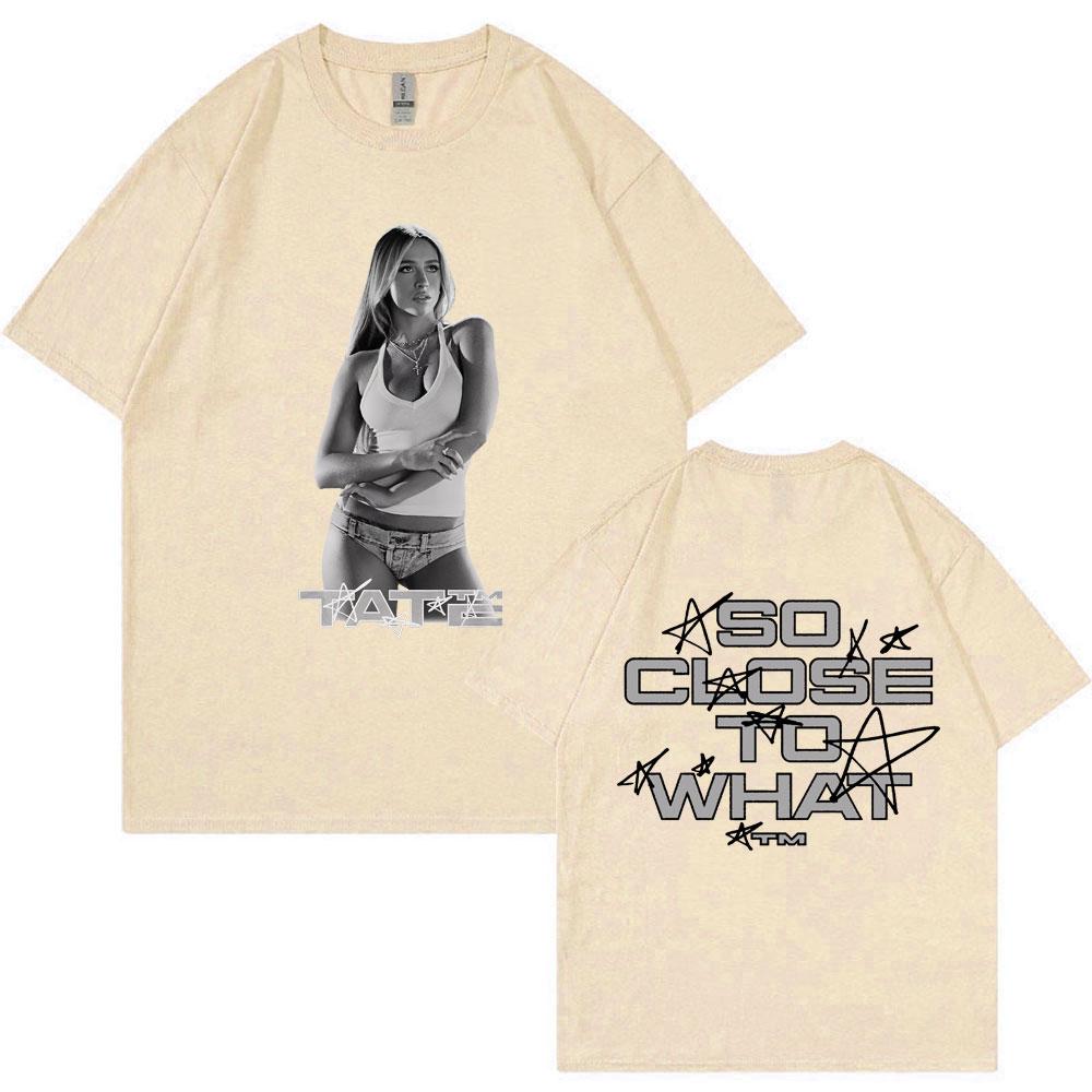 Tate McRae So Close To What Album T Shirt Trendy Men Women Vintage Hip Hop T-shirts Cotton Casual Loose Y2k Street T Shirts
