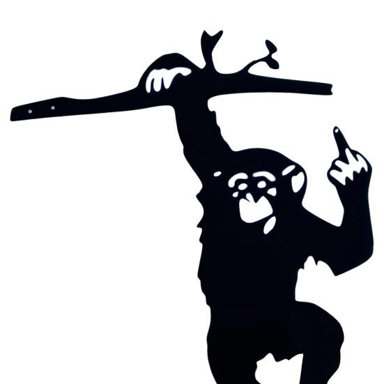 Middle Finger Monkey Silhouette Sign Weather-proof Heavy Duty Outdoor Garden Patio Yard Tree Hanging Hollow Metal Monkey Decoration Ornament