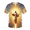 Fashion God Graphic T Shirts Summer Short Sleeve Men's Clothing Round Neck Cross 3D Printed T-Shirt Christian Jesus Mens Clothes