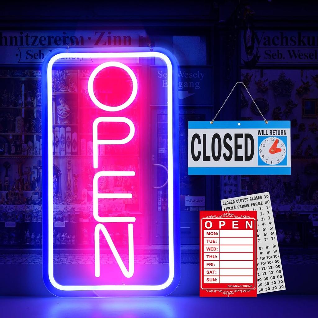 Rdutuok Led Neon Open Signs for Business,16.5"X 9" Light Up Open Signs Advertisement Board Electric Display Sign Powered by USB for Stores Window