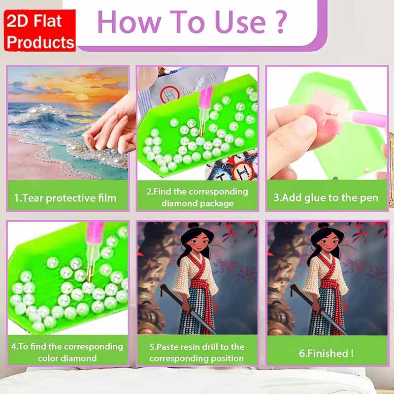 Disney Pearl Painting Anime Mulan Art Kit Adult Beginner Home Wall Decor Special Shape