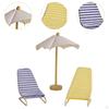 3 Pack of Beach Chair and Umbrella for 1:12 Dollhouse, Mini Model Items Outdoor Settings