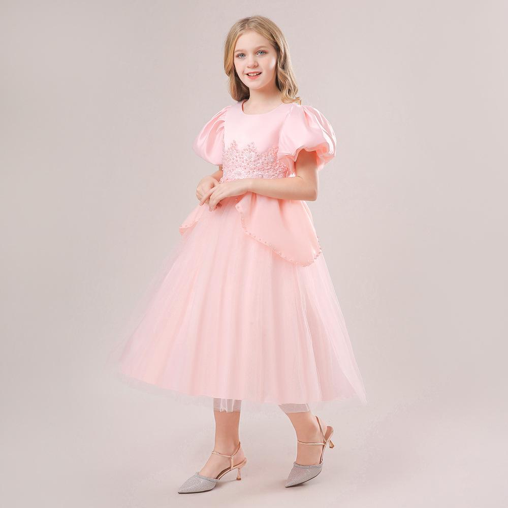 Rochie Formală cu Dantelă pentru Fetițe, Rochie de Prințesă cu Fundă pentru Botez, Rochie de Petrecere cu Flori, Rochii de Nuntă