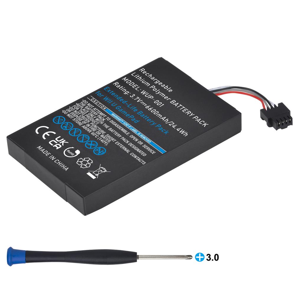 6600mAh Wii U Gamepad Battery Replacement Rechargeable Battery Pack for Nintendo Wii U Controller WUP-010 WUP-012