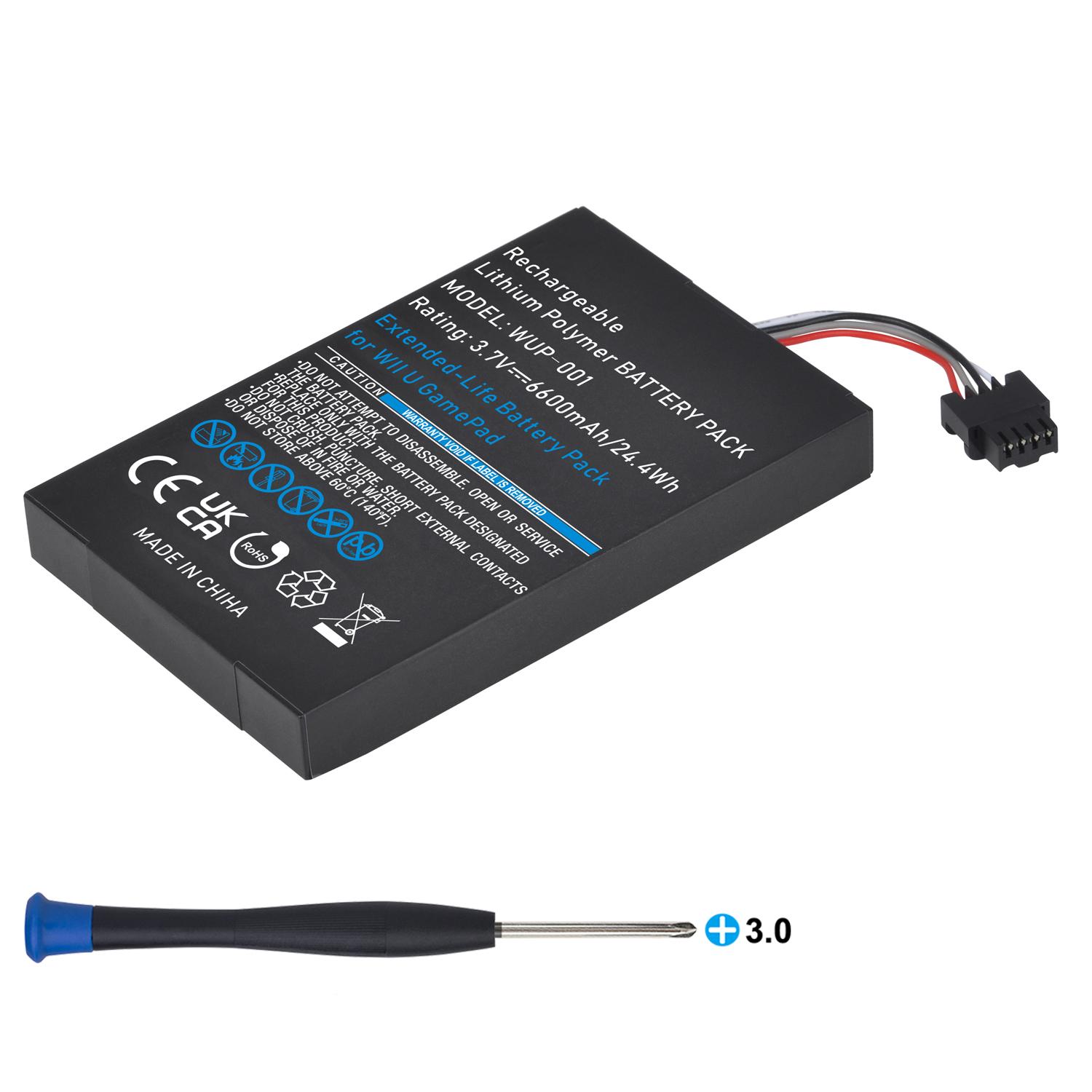 6600mAh Wii U Gamepad Battery Replacement Rechargeable Battery Pack for Nintendo Wii U Controller WUP-010 WUP-012 6600mAh 1PCS Battery