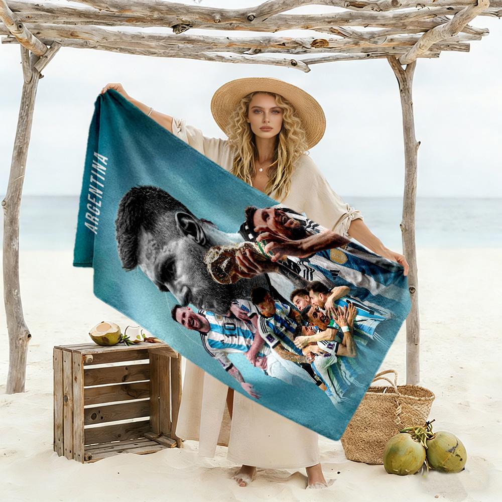 Football Messi Beach Towel Quick-Dry Soft Microfiber Comfortable Lightweight Portable for Swimming,Beach,Camping, Travel, Beach Accessories,Gym