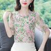 New Fashionable and Age-reducing Temperament Floral Chiffon Women's Short-sleeved Top