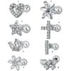 Gioielli per Piercing al Corpo in Acciaio Inossidabile Ancore Dermiche Incastonate di Cristallo Set Accessori di Grado Impiantabile Microdermal