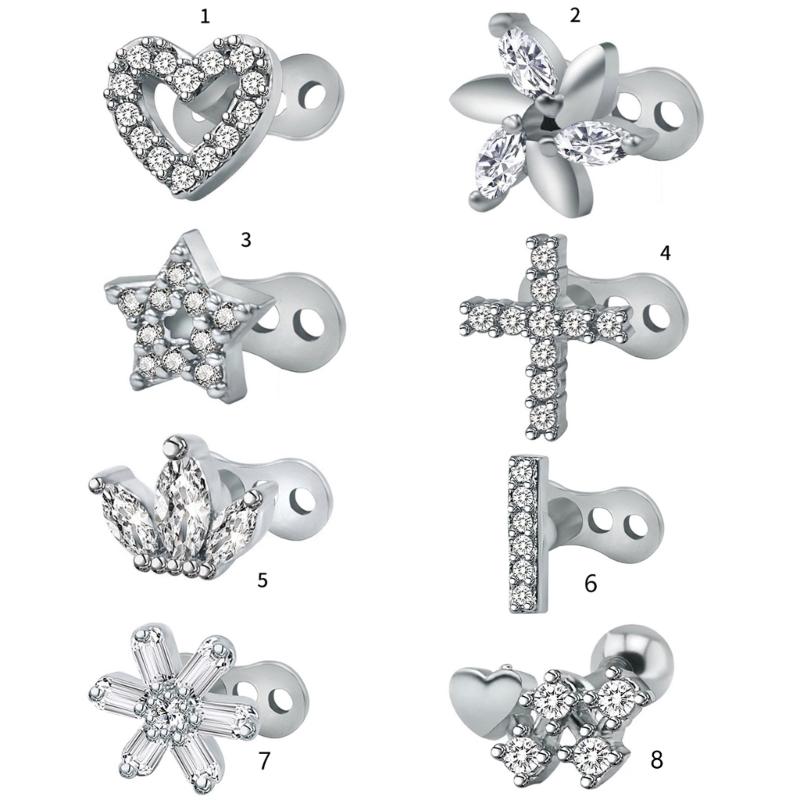 Gioielli per Piercing al Corpo in Acciaio Inossidabile Ancore Dermiche Incastonate di Cristallo Set Accessori di Grado Impiantabile Microdermal