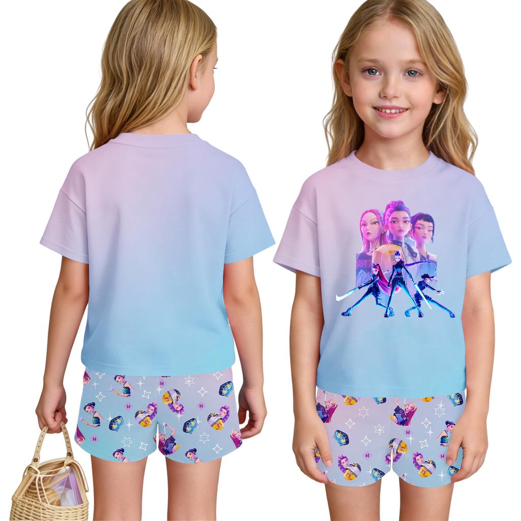 Children's Casual Short Sleeve And Shorts Letter Print Set