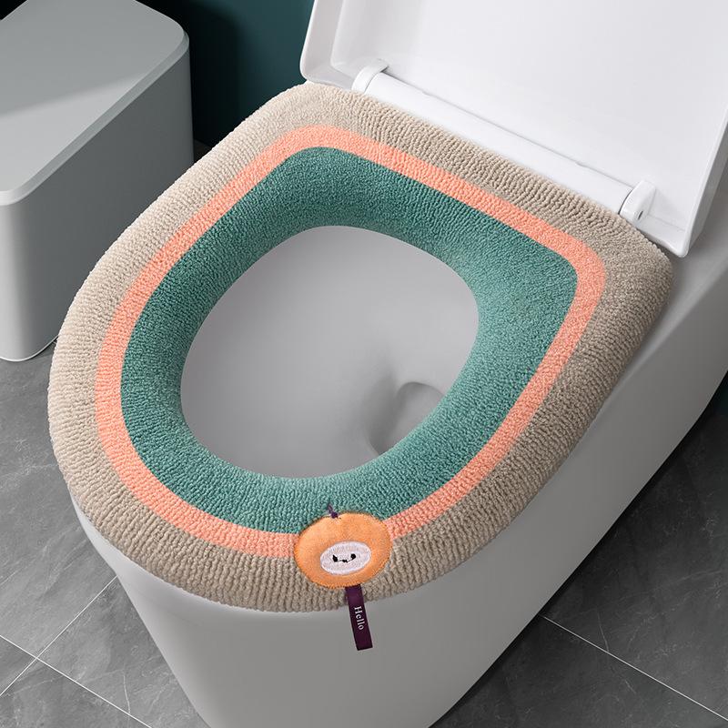 Home Thickened Toilet Seat Pad Four Seasons Universal Winter WC Seat Cover with Handle Washable Cartoon Toilet Mats Rim Cushion