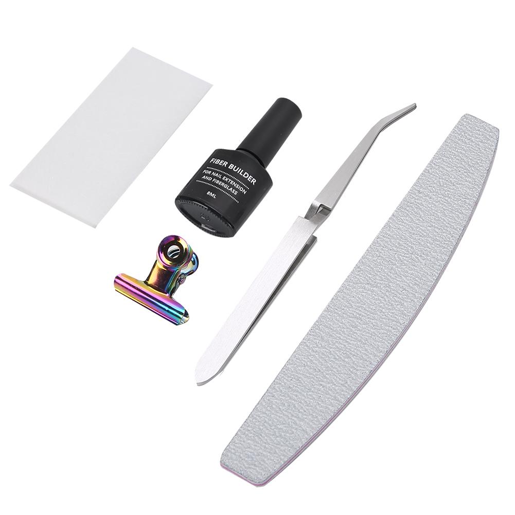 

Пилка для ногтей Нейл-арт Нетканый шелк Стекловолокно Гель для наращивания с пинцетом и формовочным зажимом