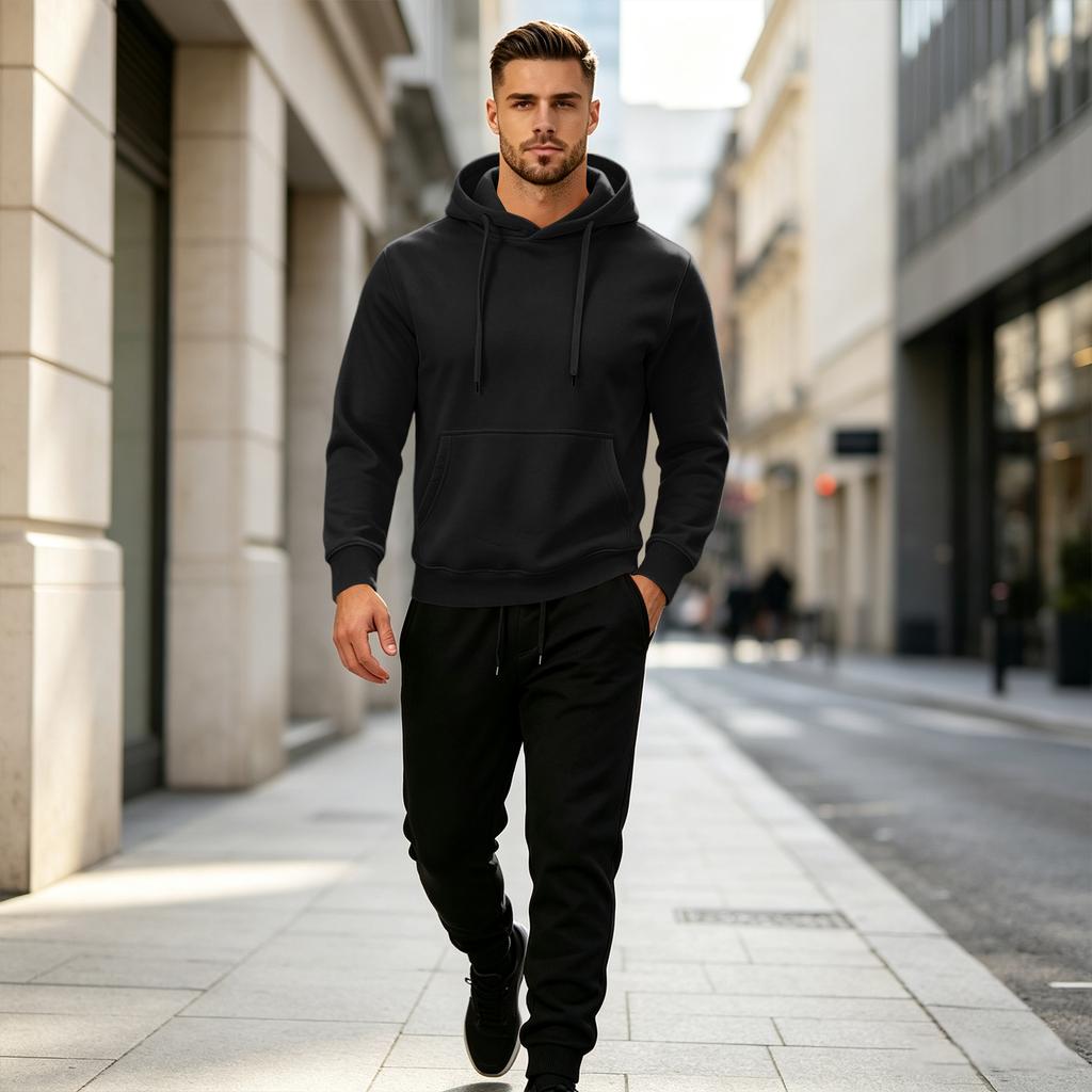Men's Casual Sweatshirt and Jogger Set for Fall Winter Sports Training