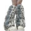 Ghette Stivali Svasati Pelose Morbide, Polsini Scaldamuscoli per Donne, Fantasia Leopardo Vintage, Coprigambe in Peluche, Calzini Lunghi a Tubo