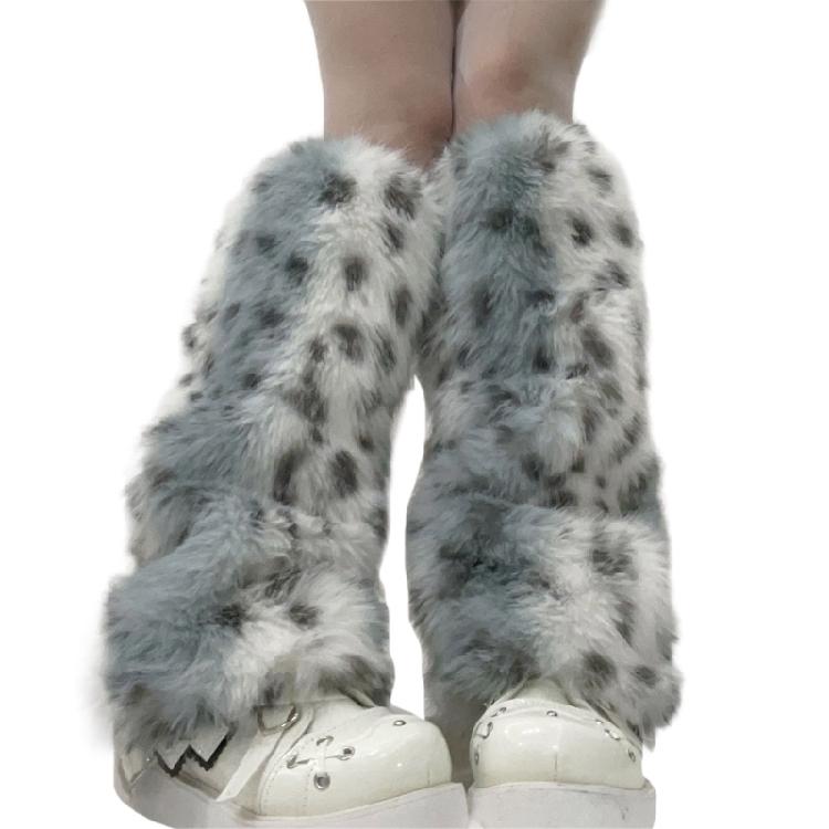 Ghette Stivali Svasati Pelose Morbide, Polsini Scaldamuscoli per Donne, Fantasia Leopardo Vintage, Coprigambe in Peluche, Calzini Lunghi a Tubo