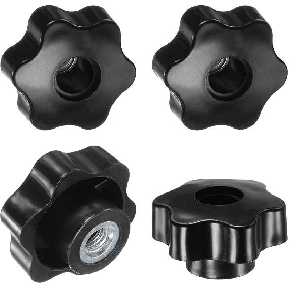 

Набор из 4 ручек-звездочек с внутренней резьбой M8, шестигранной головкой 48 мм и сквозным отверстием, зажимные ручки для оборудования/электроники/деревообработки, стальные навинчивающиеся M10