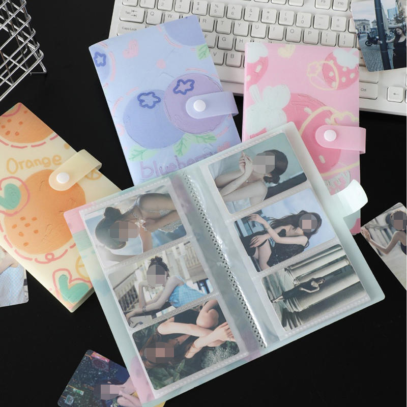 Cute Fruit 120 Slots Small Card Collecting Album Empty Three-Grid Photocard Storage Binder Book Nail Decals Organizer