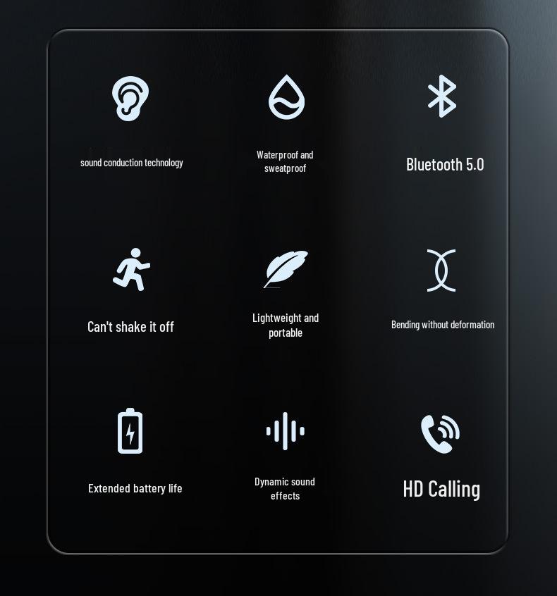 Bone Conduction Bluetooth 5.0 Sport Headphones with Card Slot & Digital Display