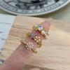 Small Broken Diamonds With Diamonds, Light Luxury Flowers, Zircon Beads, Temperament Ring, Women'S Cold Wind, Niche High-End Ring