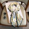 Long small silk scarf women's spring, autumn and summer black neck protection scarf with shirt streamer ribbon belt thin scarf