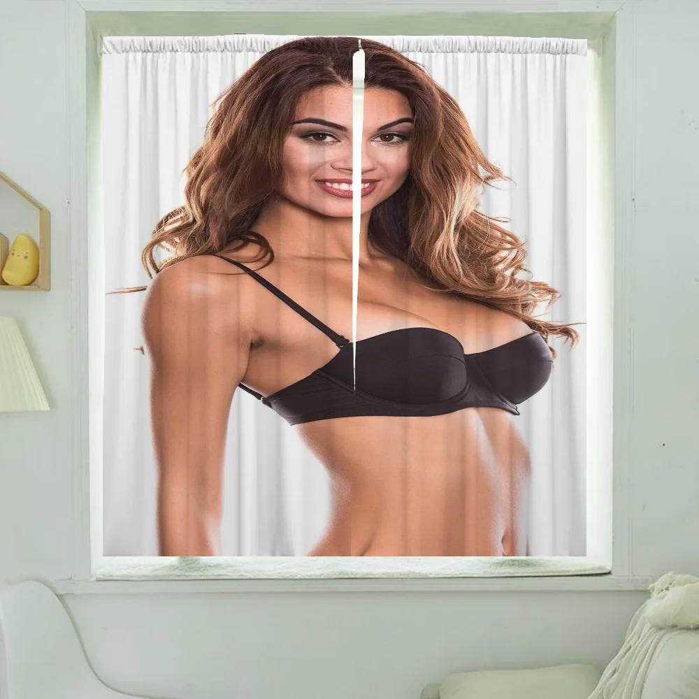 Fensterküchenvorhänge für Wohnzimmer 2 Stück Verdunkelungsvorhänge Türvorhang Badeanzug Schönheit Schlafzimmerdekoration Trennwand