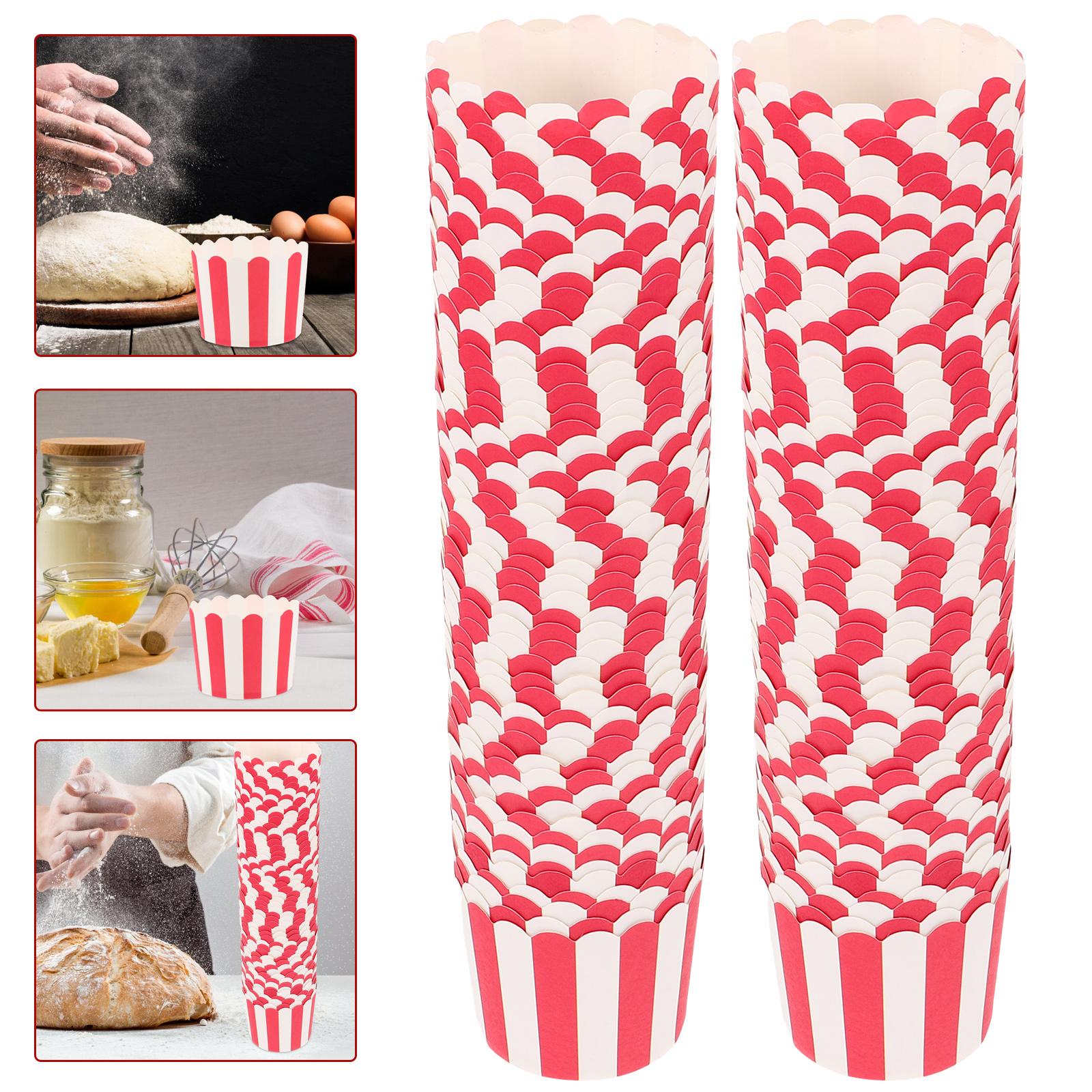 100 Pcs Large Muffin Cups High Temperature Paper Liners Red White Striped Cupcake Liners For Supplies Cake Pans Kitchen Dining