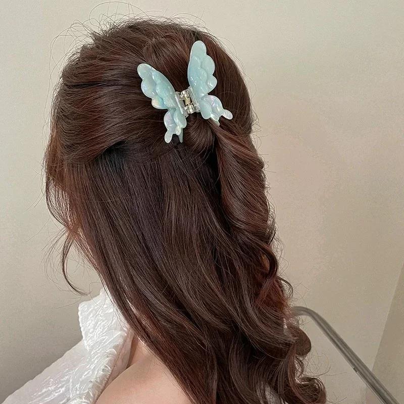 Double-Layered Butterfly Crab Barrette For Women Crab Hair Pins Accessories Anniversary Gift Ladies New Year’s Day Crab Clip