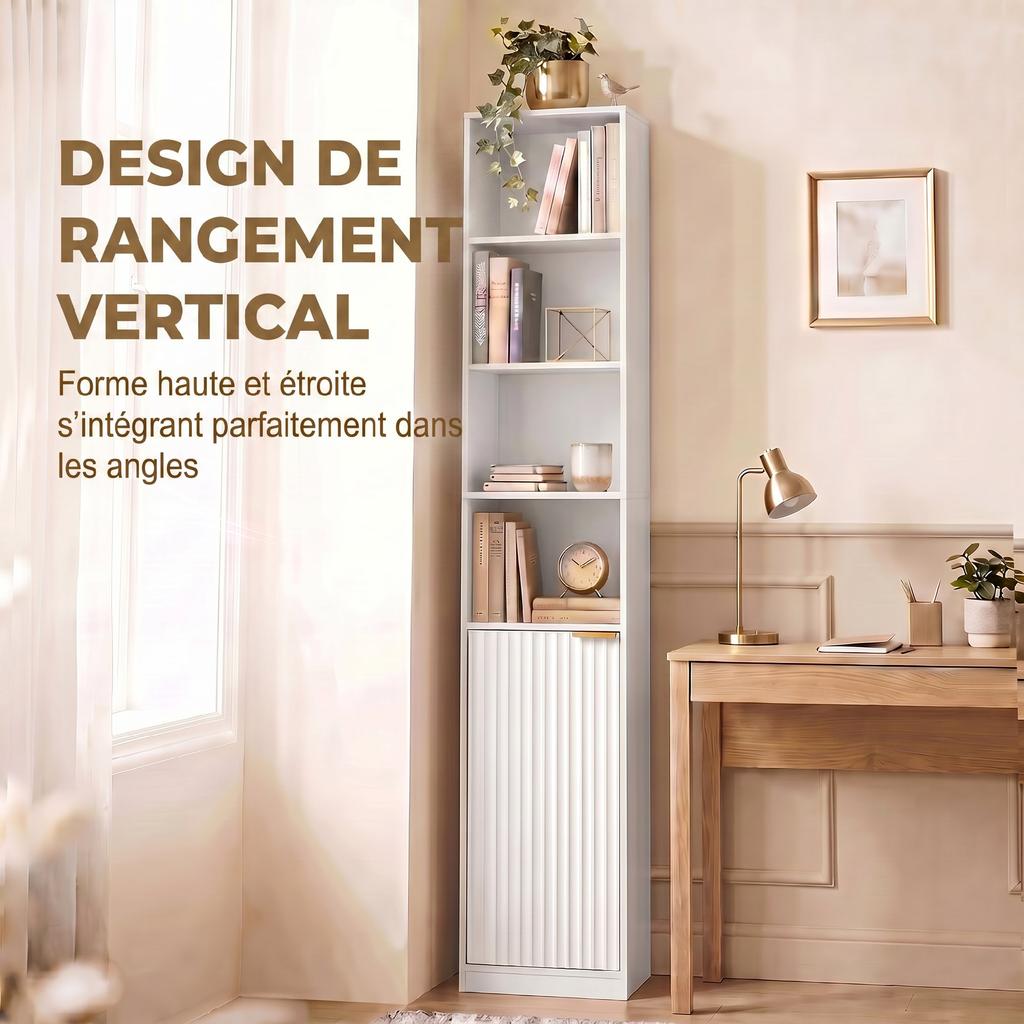 Bookshelf, 6-Tier Shelving Unit, 30 x 24 x 182 cm, Cabinet, Adjustable Shelf, White