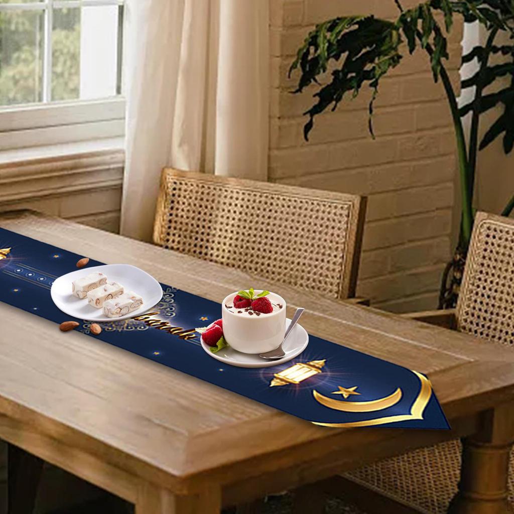 Eid Mubarak Table Runner Moon Mosque Star Ramadan Runners for Dresser