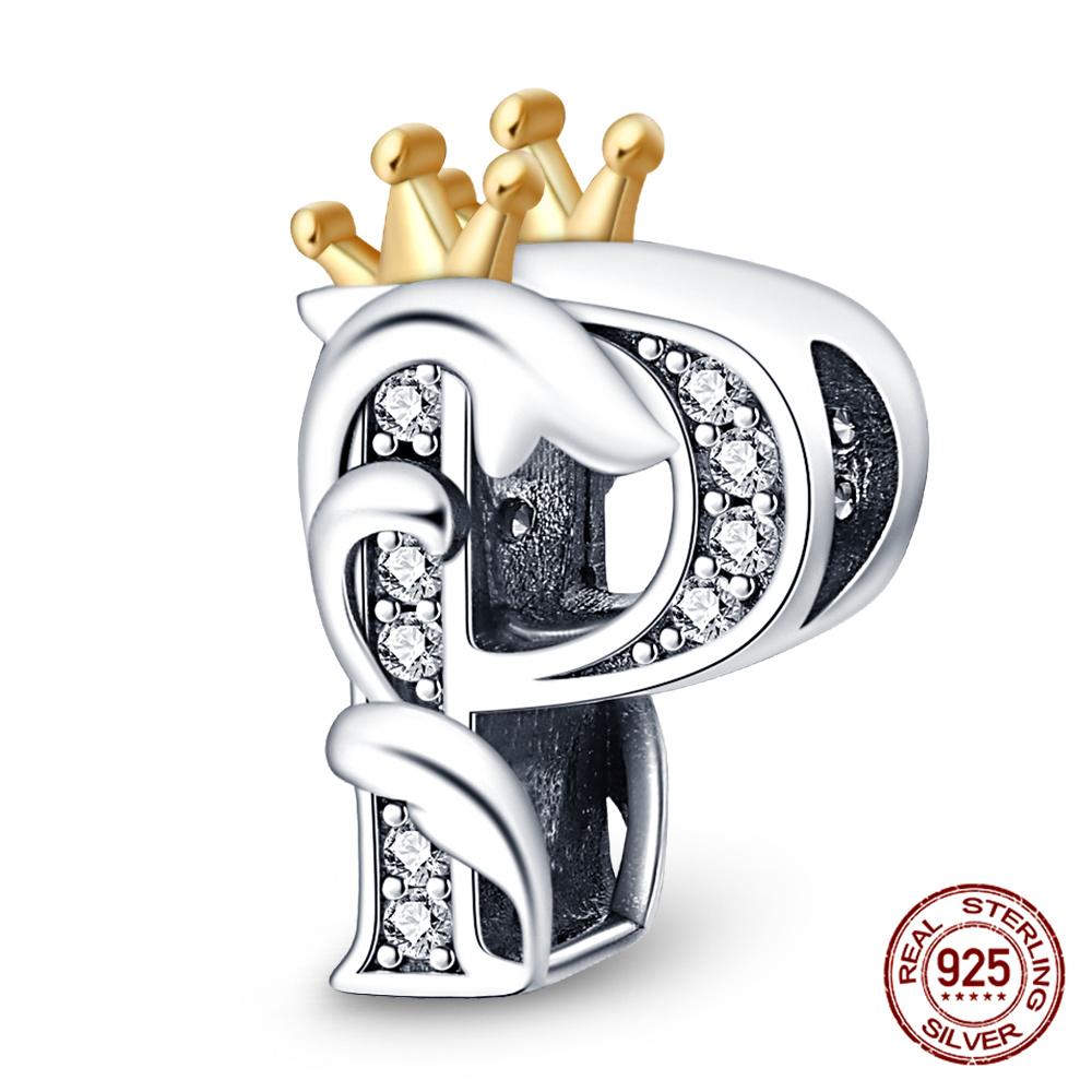 Classic Crown 26 Letters A-Z Copper Charms Fitoriginal Bracelets Diy Jewelry Making For Women Gift