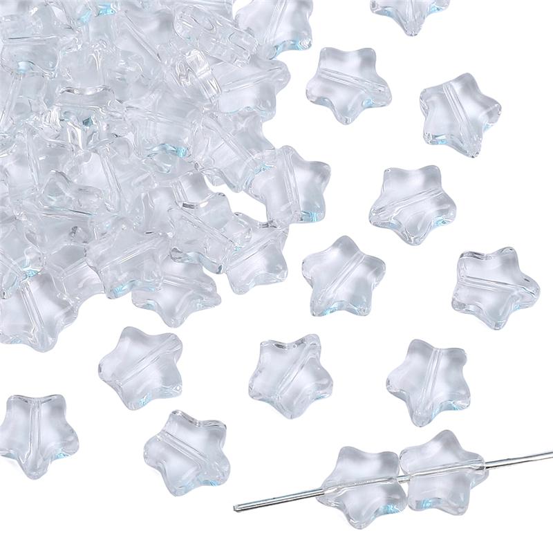 10 stk Pentagram krystallglassperler belagte fargede løse avstandsperler for DIY-kjede armbånd smykker