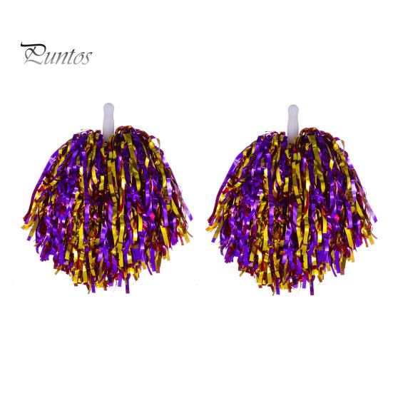 2 buc. Pompoane pentru majorete din folie metalica Pompoane pentru majorete Flori de mână cu mâner pentru competiții sportive, sărbători