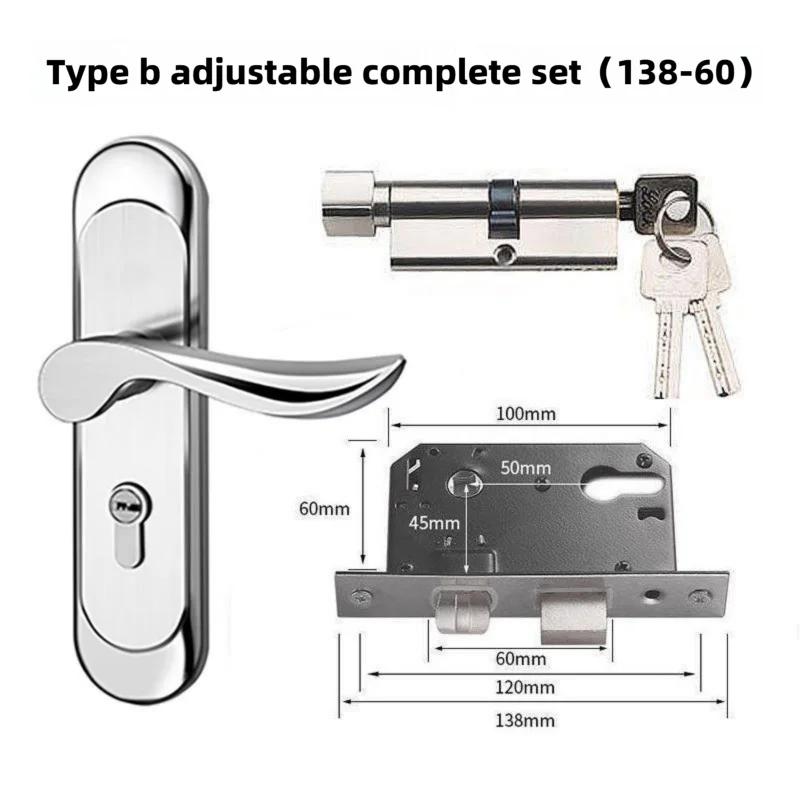 Universal Stainless Steel Indoor Door Lock Adjustable Wooden Door Handle for Bedroom Security Tamper-Free Household Safety
