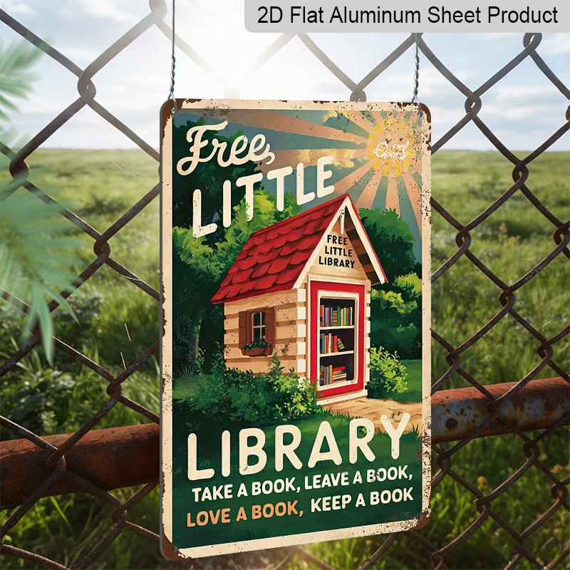 2D Flat 1pc Vintage Book Fans Metal Aluminum Sign Reading Corner Today Is A Good Day To Read Library Wall Artist Anti-Home School Library Coffee Shop