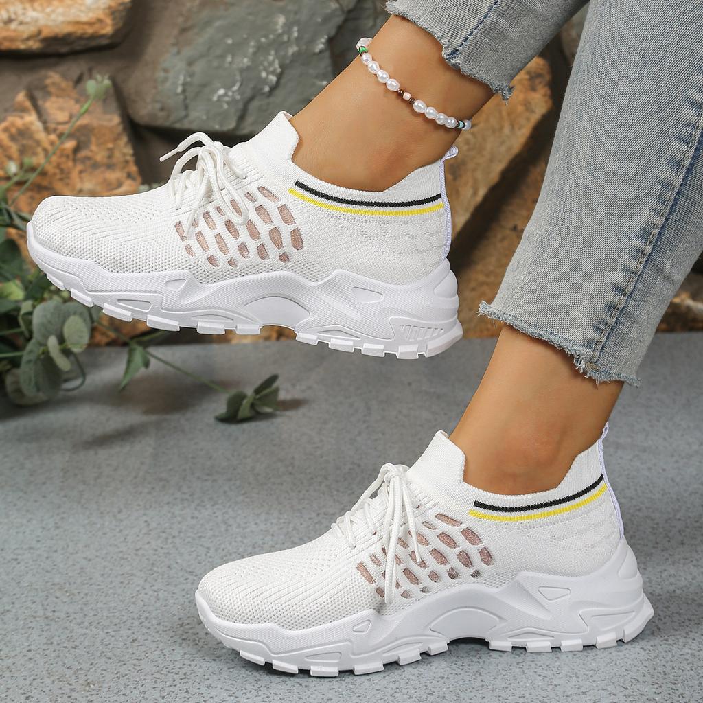 2025 Mesh Leopard Print Running Sneakers Breathable Women's Comfortable Platform Fashion Low-top Design Lace-up Casual Shoes