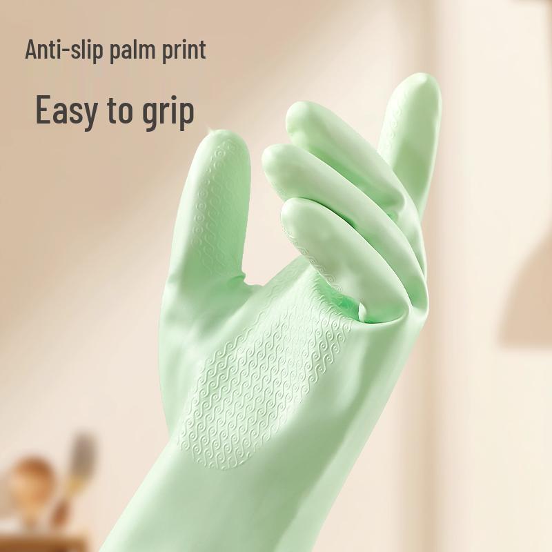 Durable Waterproof Fleece-Lined PVC Cleaning Gloves for Women - Thickened, Hanging Design for Kitchen and Household Tasks
