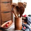 5Pieceso ng Handled Teak Tableware Wood Spoon Shovel Spatula Accessories Skimming Wooden Soup Kitchen Tool Spoon Cooking